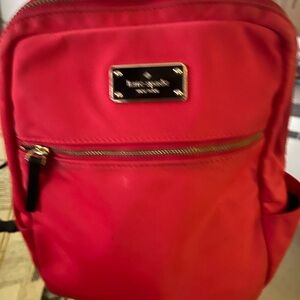 kate spade Bright Red Nylon Mini Backpack with Gold Plaque